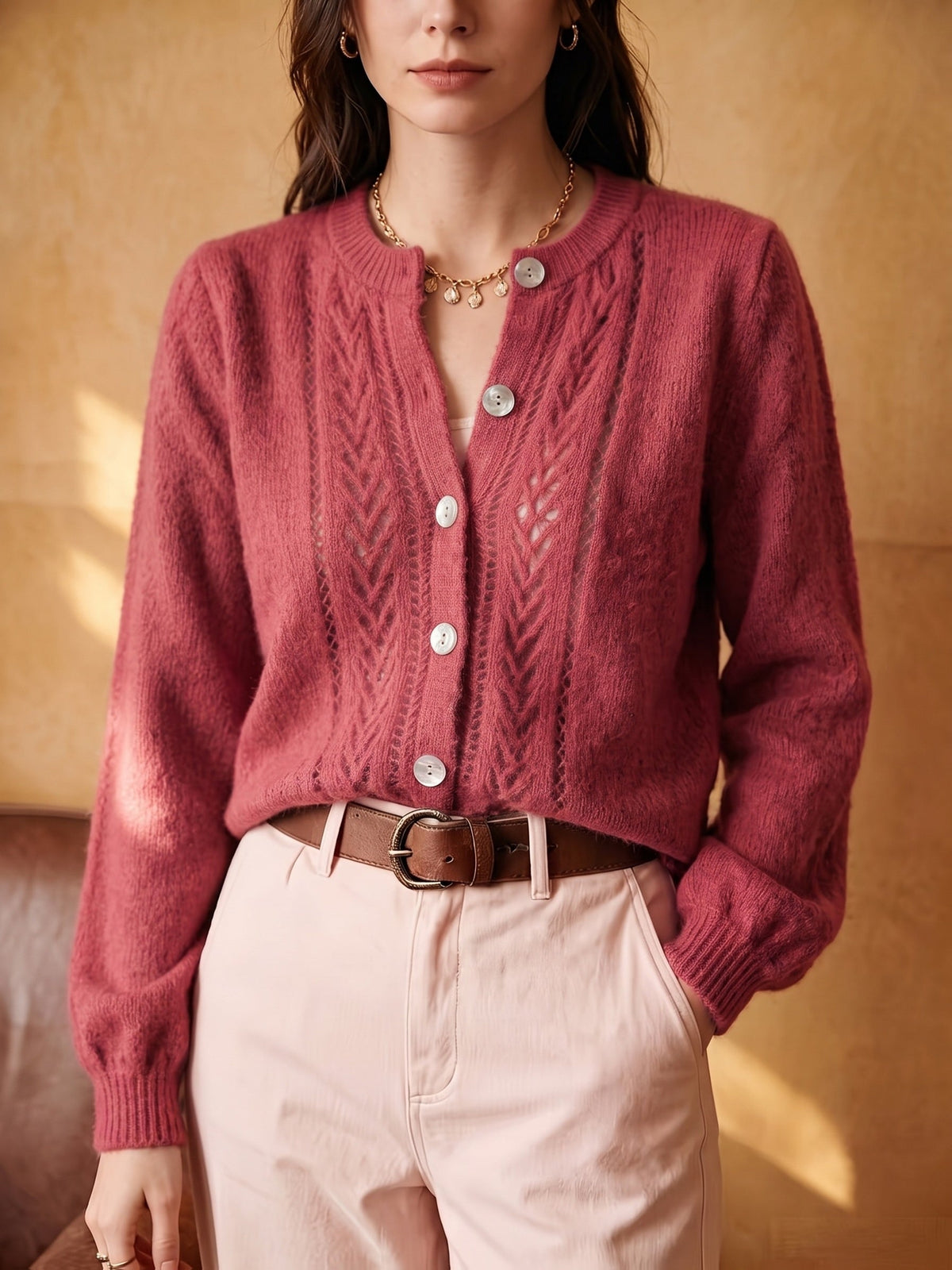 Pointelle Cable Cardigan