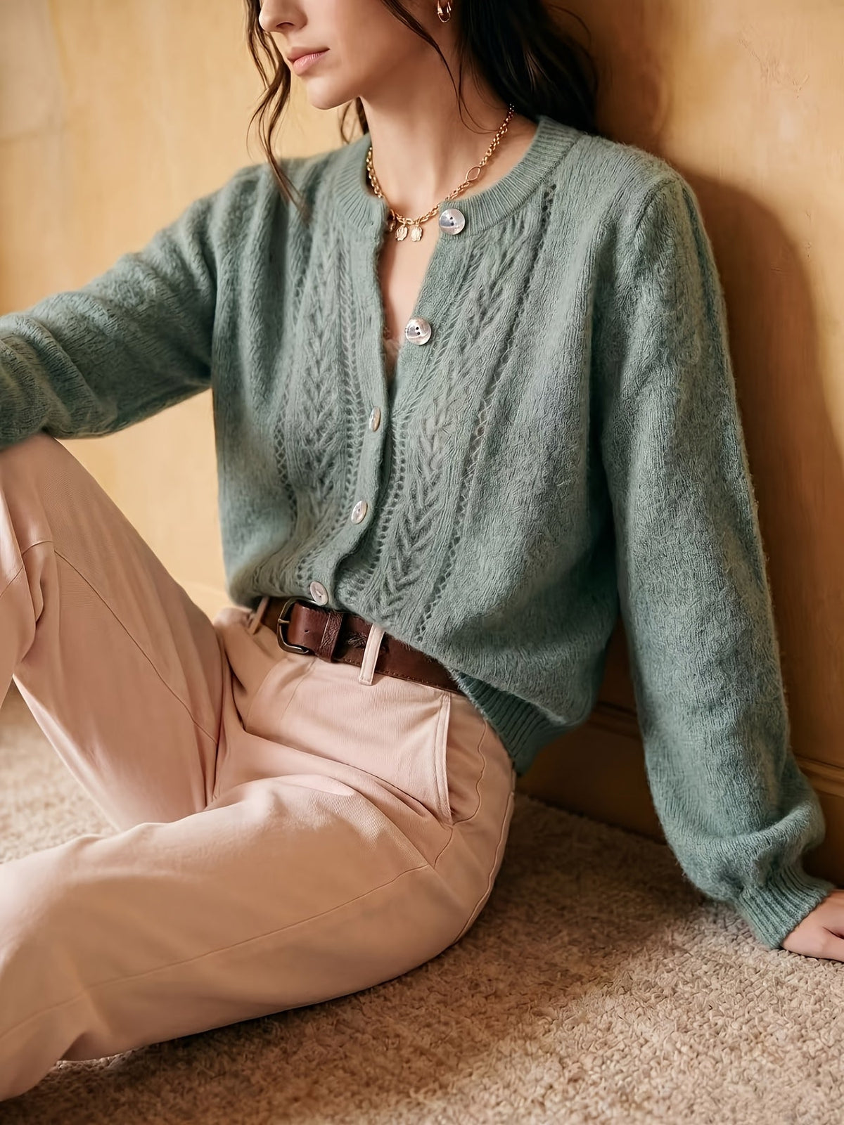 Pointelle Cable Cardigan