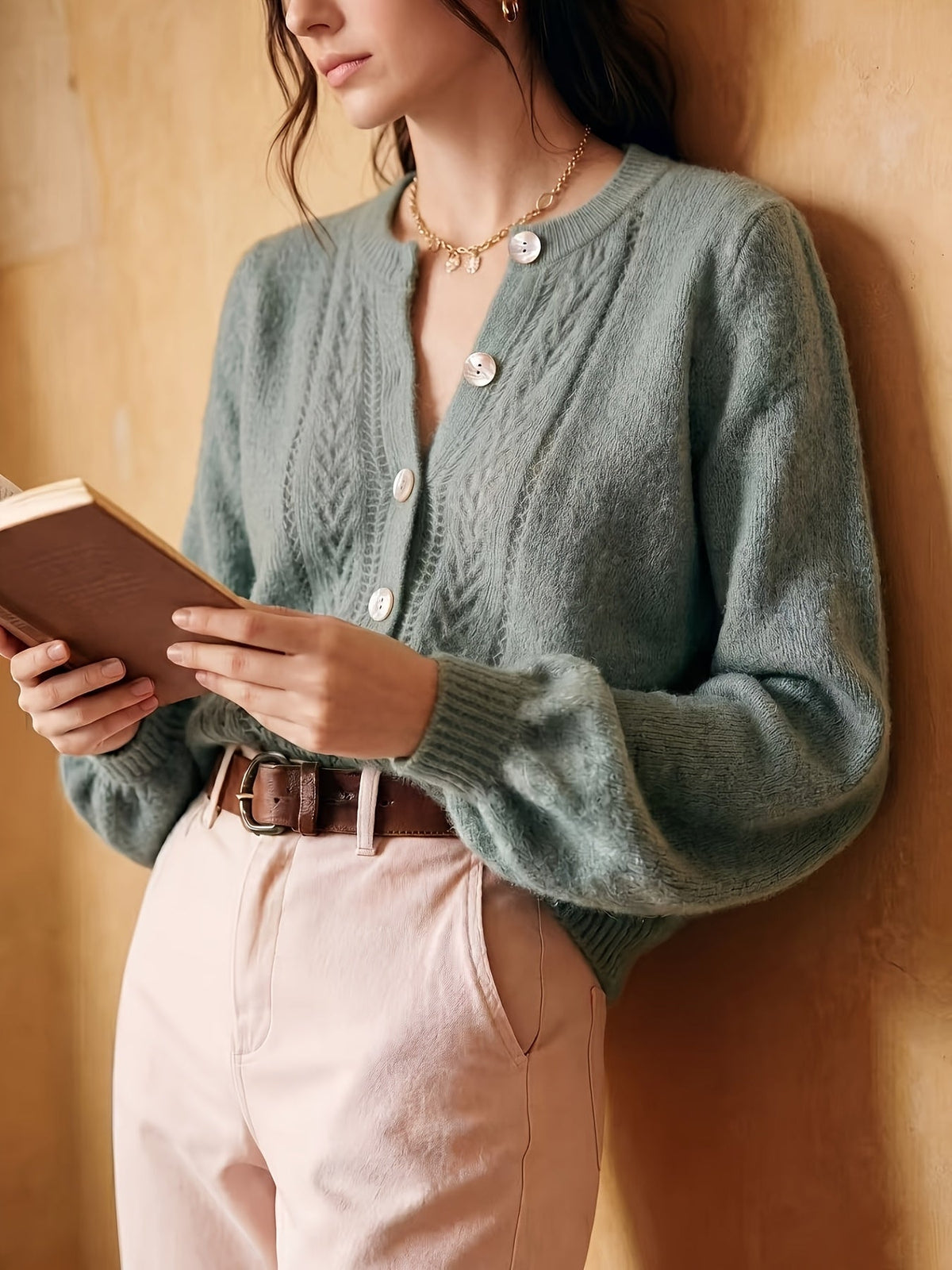 Pointelle Cable Cardigan