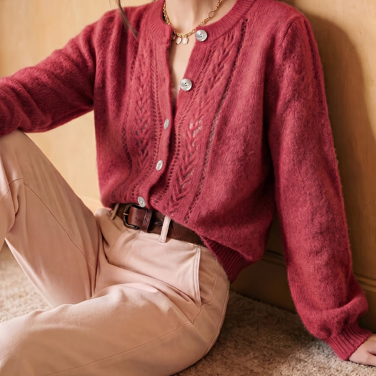 Pointelle Cable Cardigan