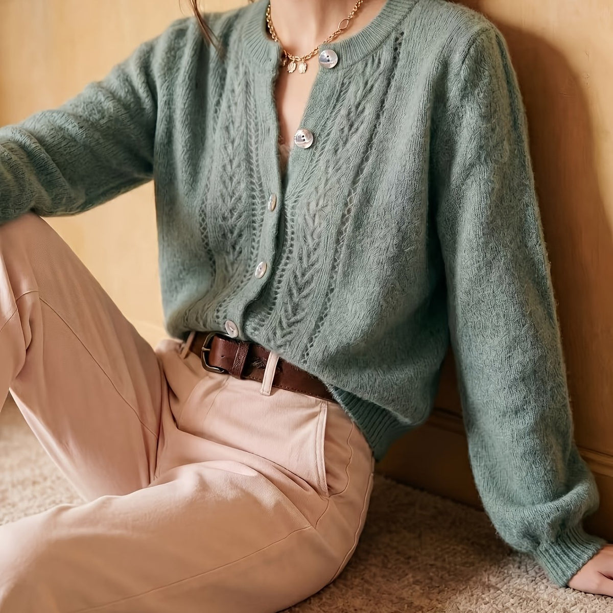 Pointelle Cable Cardigan