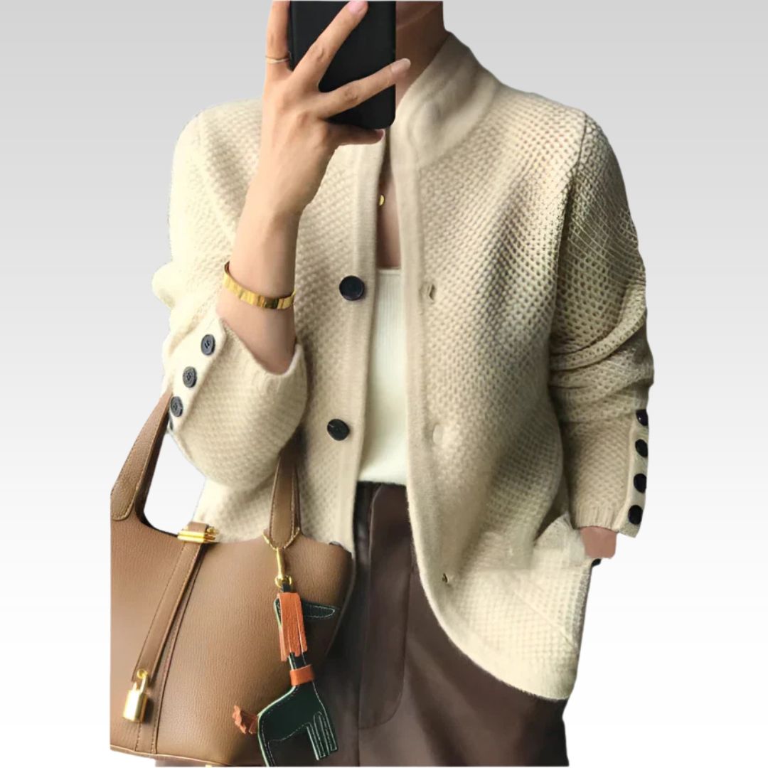 Open Knit Button Cardigan