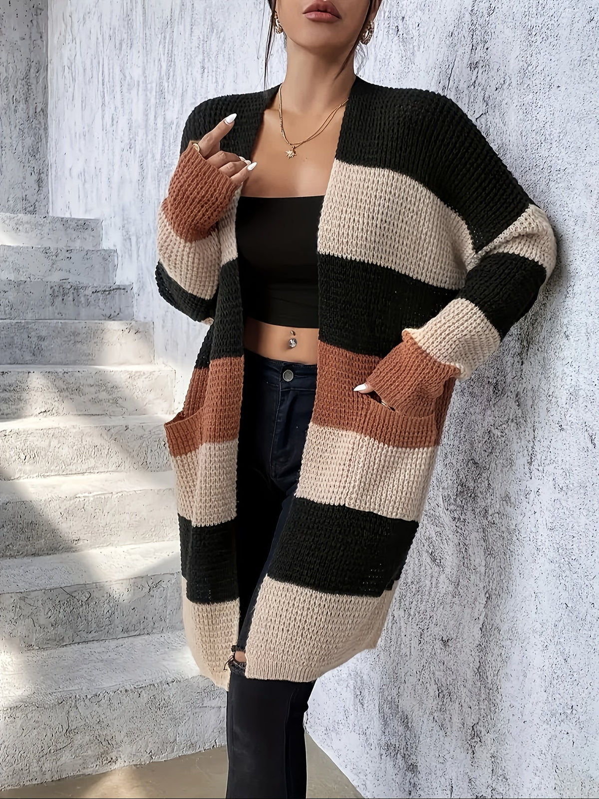 Waffle Knit Longline Cardigan