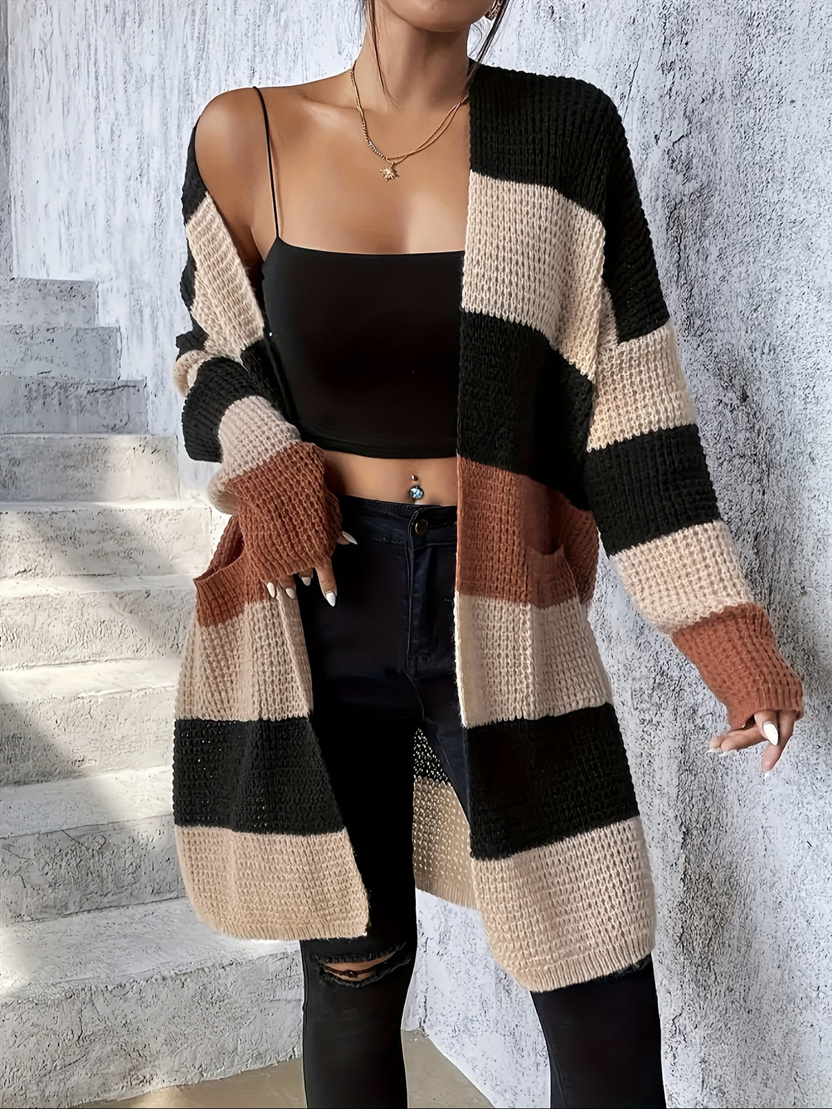 Waffle Knit Longline Cardigan