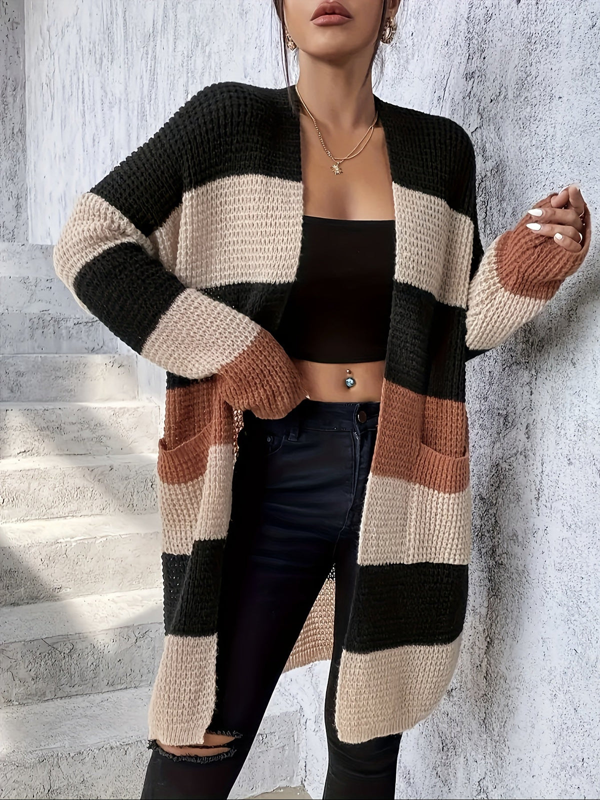 Waffle Knit Longline Cardigan