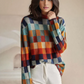 Checkerboard Stand Collar Jumper