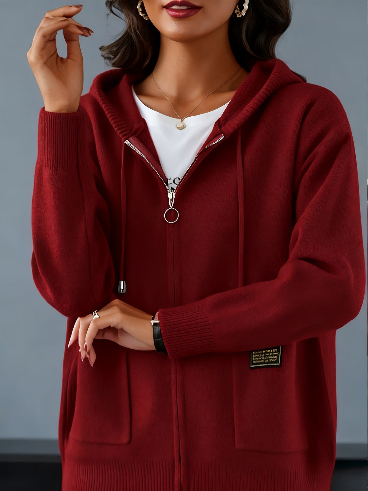 Zip-Up Drawstring Hoodie