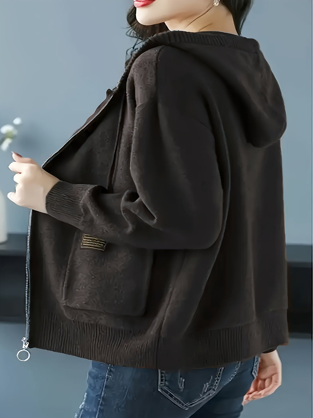 Zip-Up Drawstring Hoodie