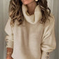 Button Cuff Roll Neck Jumper
