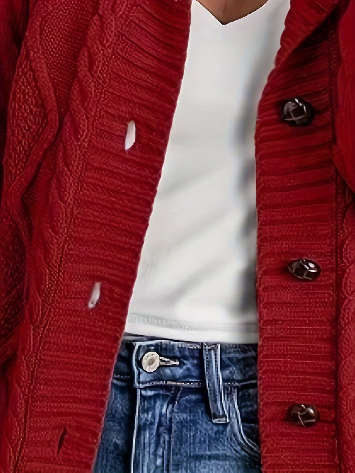 Fleece-Lined Hooded Cable Cardigan