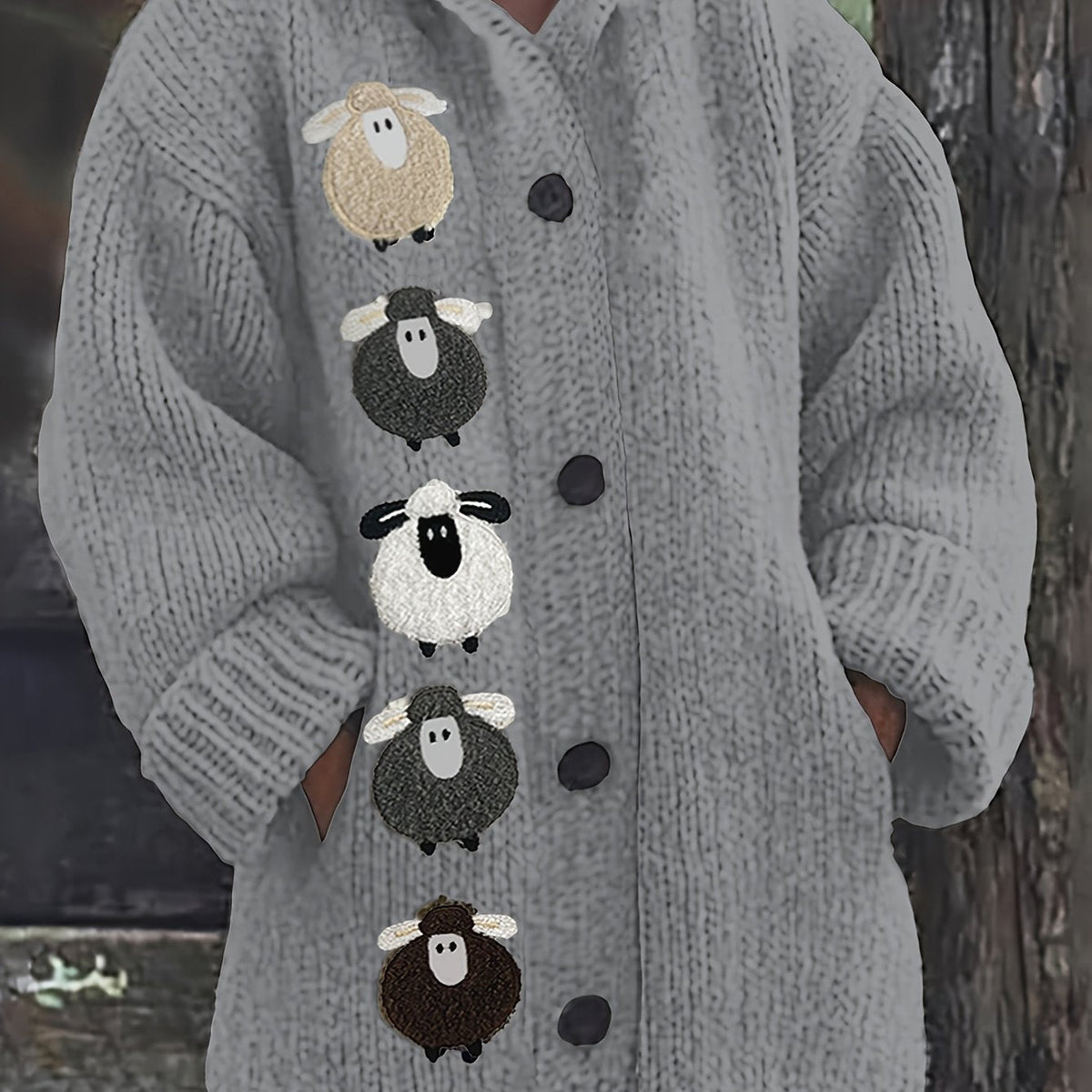 Sheep Hooded Chunky Cardigan