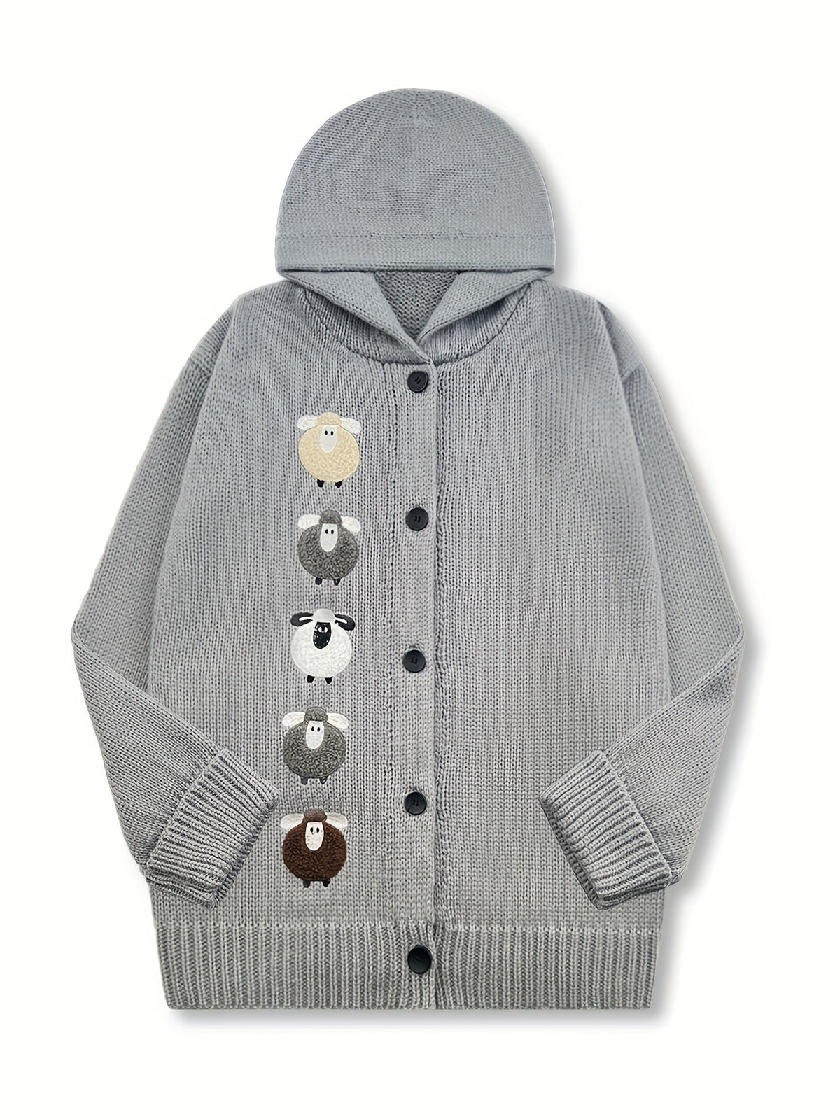 Sheep Hooded Chunky Cardigan