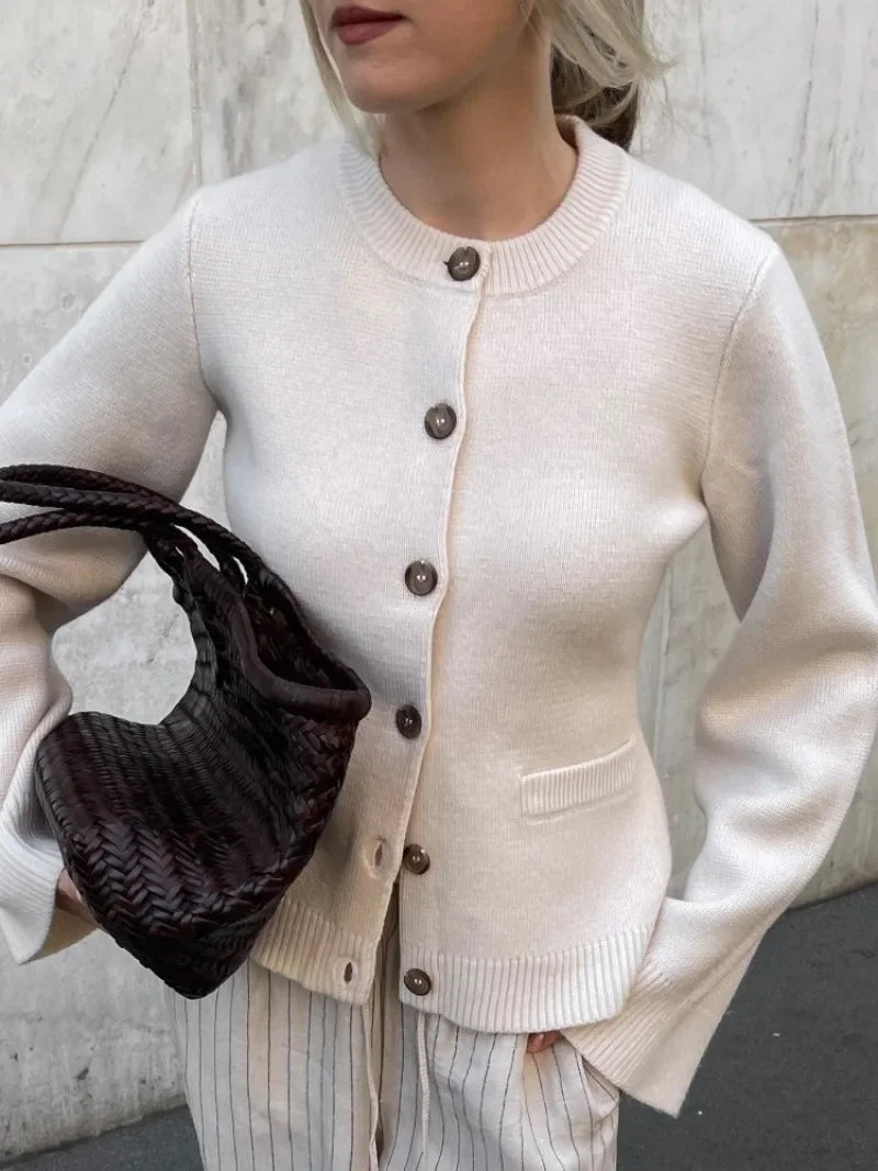 Fitted Crewneck Cardigan