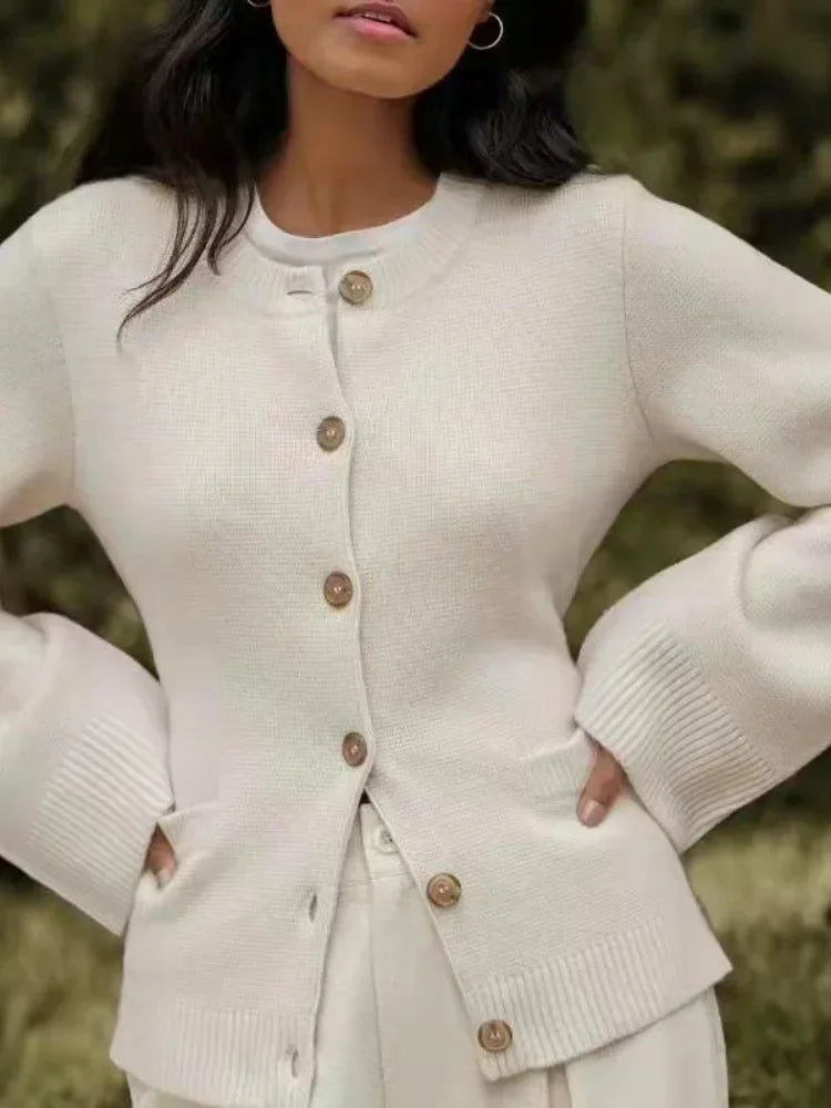 Fitted Crewneck Cardigan