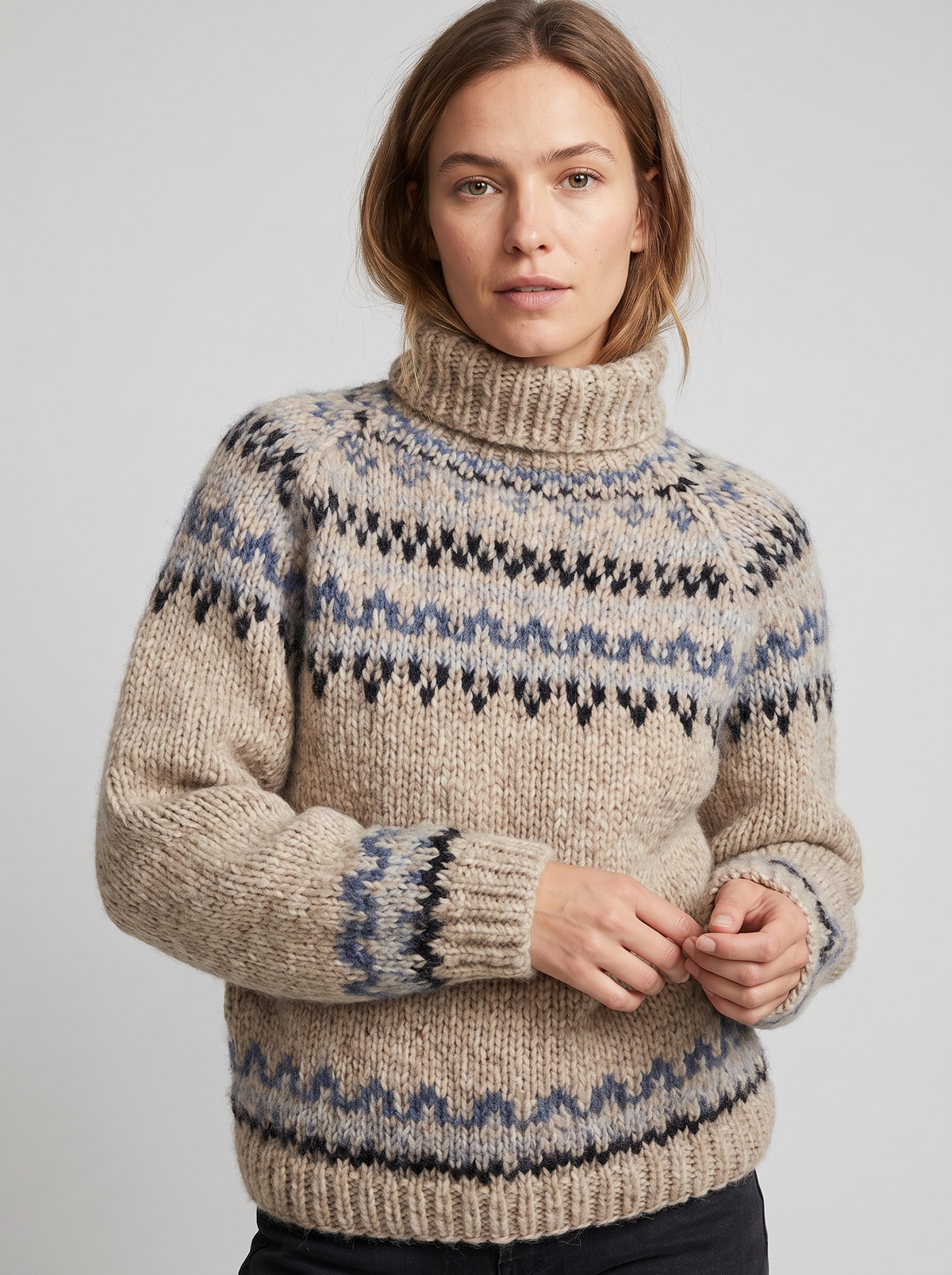Chunky Fair Isle Mock Neck Jumper