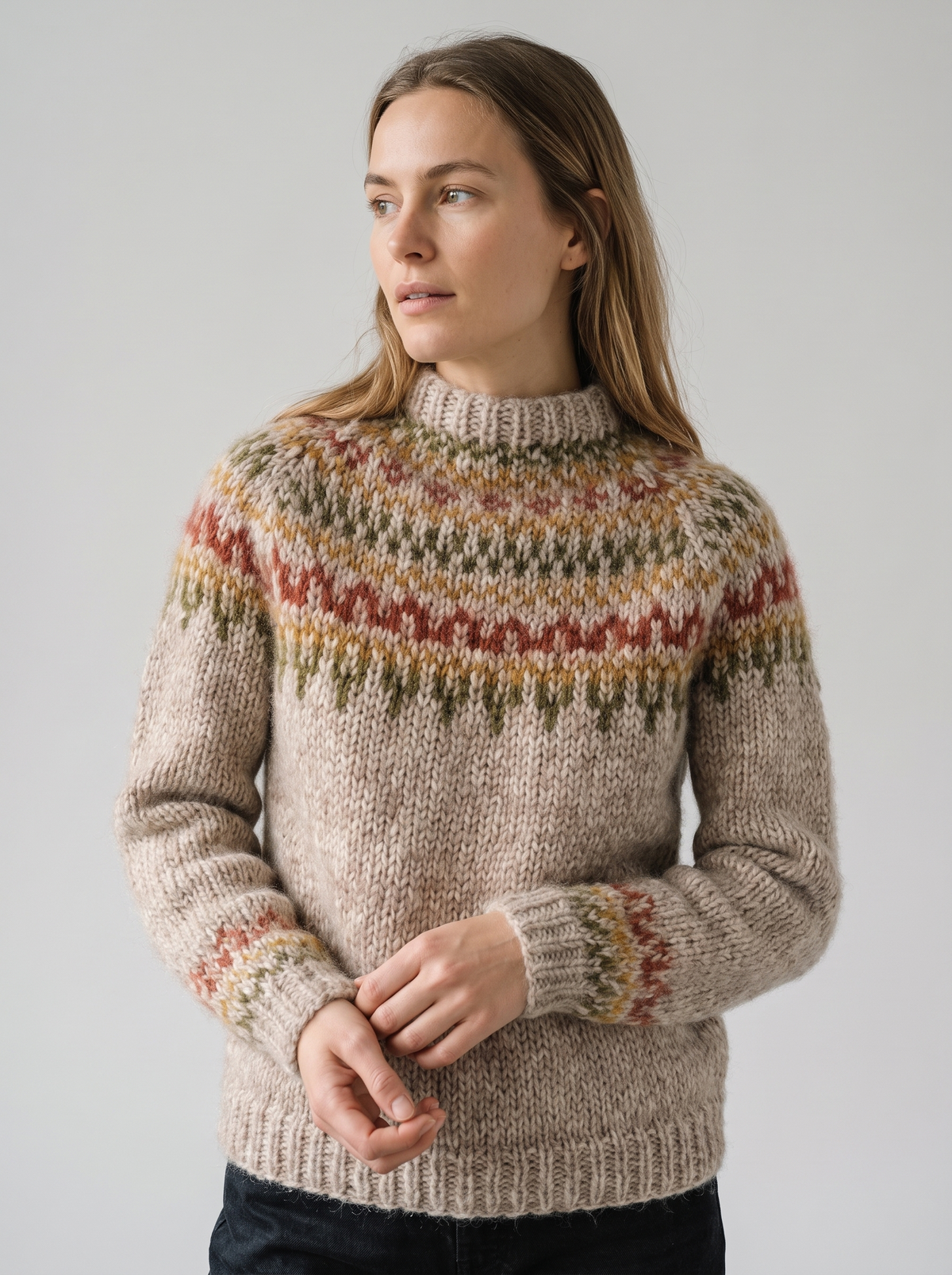 Chunky Fair Isle Mock Neck Jumper
