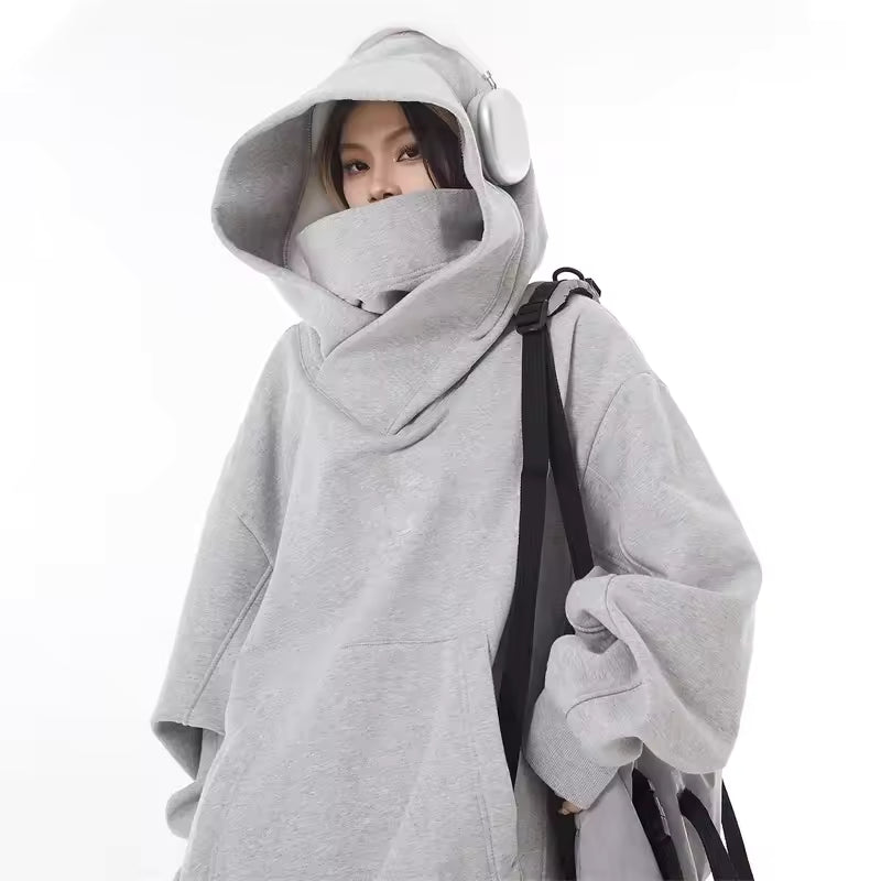 Fleece-Lined High Neck Hoodie