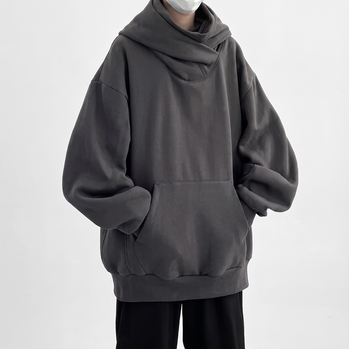 Fleece-Lined High Neck Hoodie