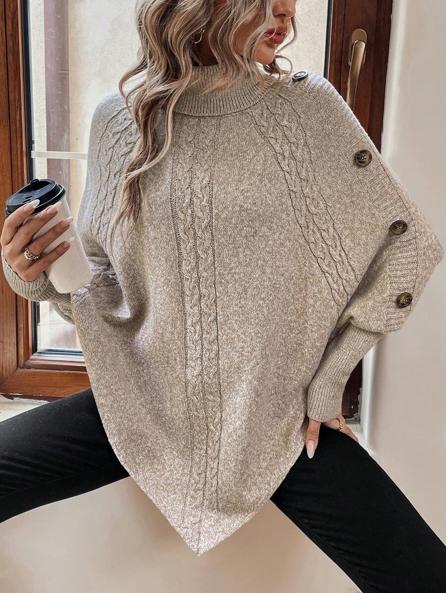 Cable Knit Poncho Jumper