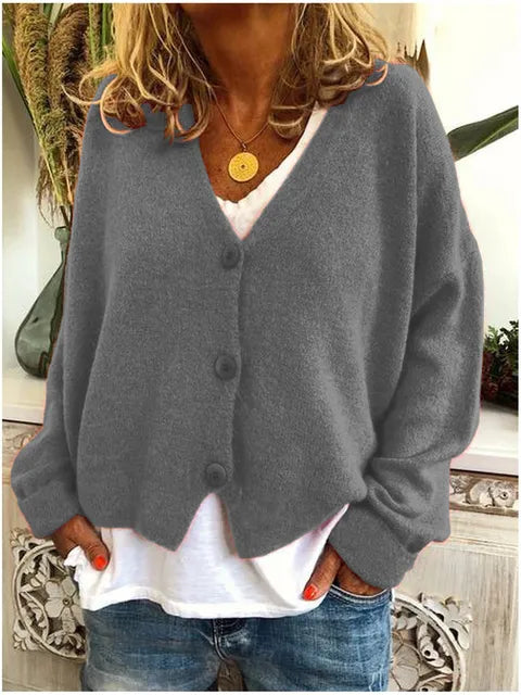 Big Button V-Neck Cardigan