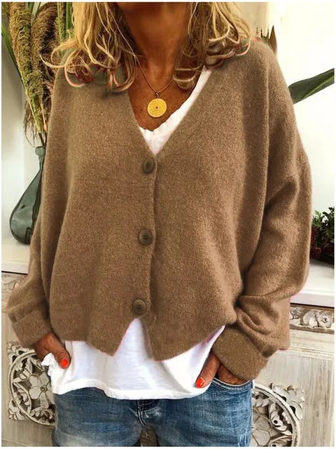 Big Button V-Neck Cardigan