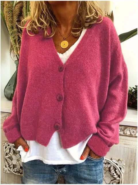 Big Button V-Neck Cardigan