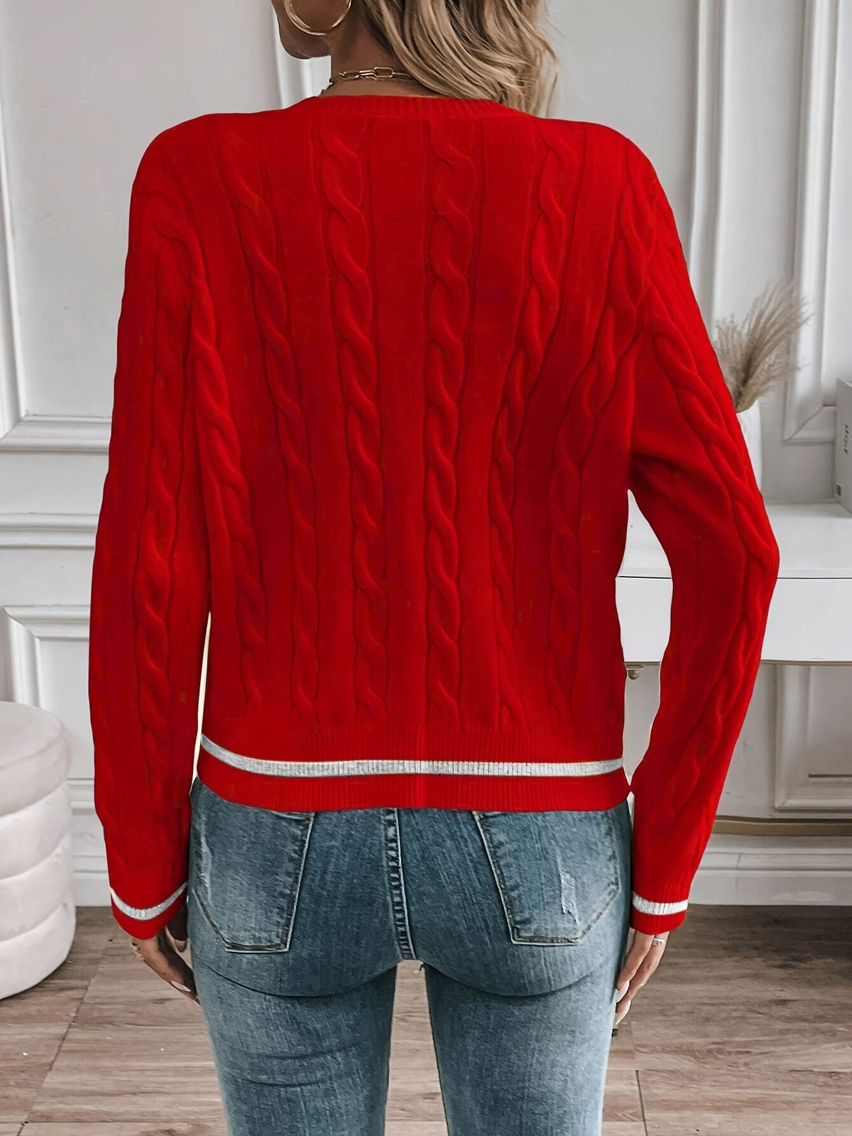 Gold Button Cable Cardigan
