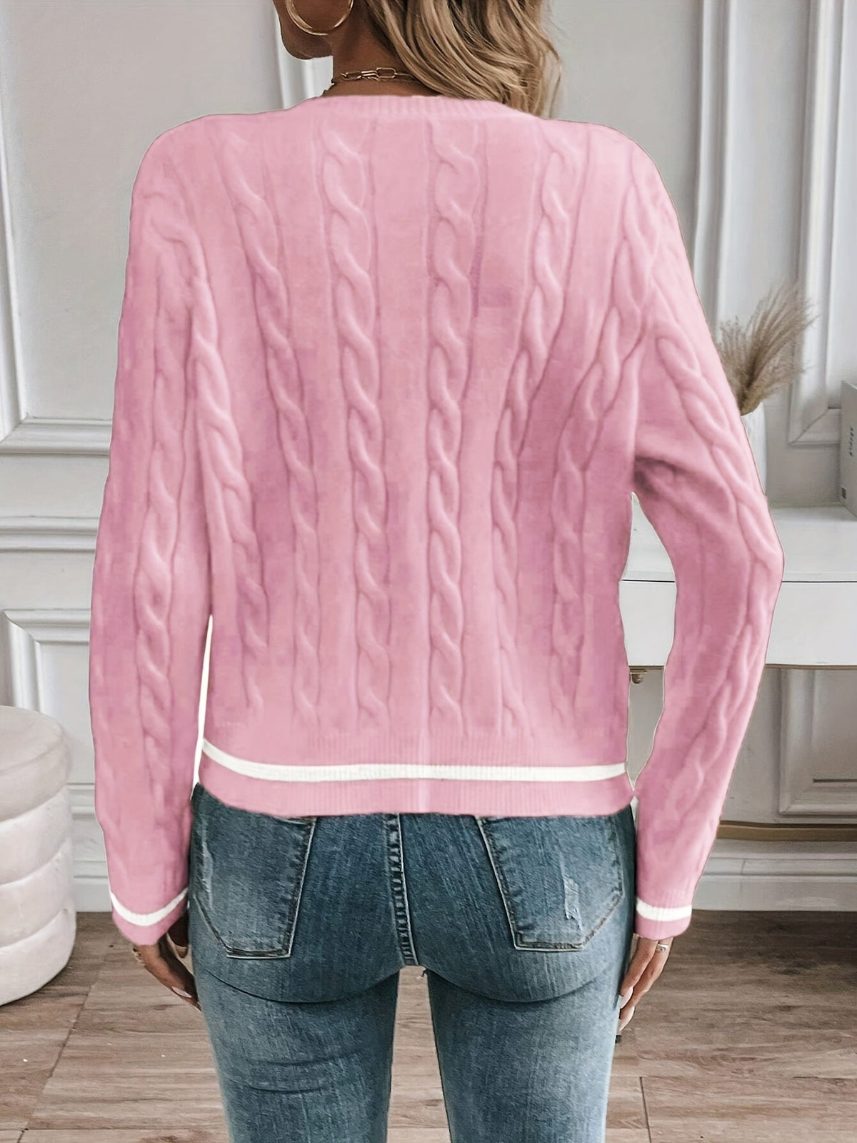Gold Button Cable Cardigan