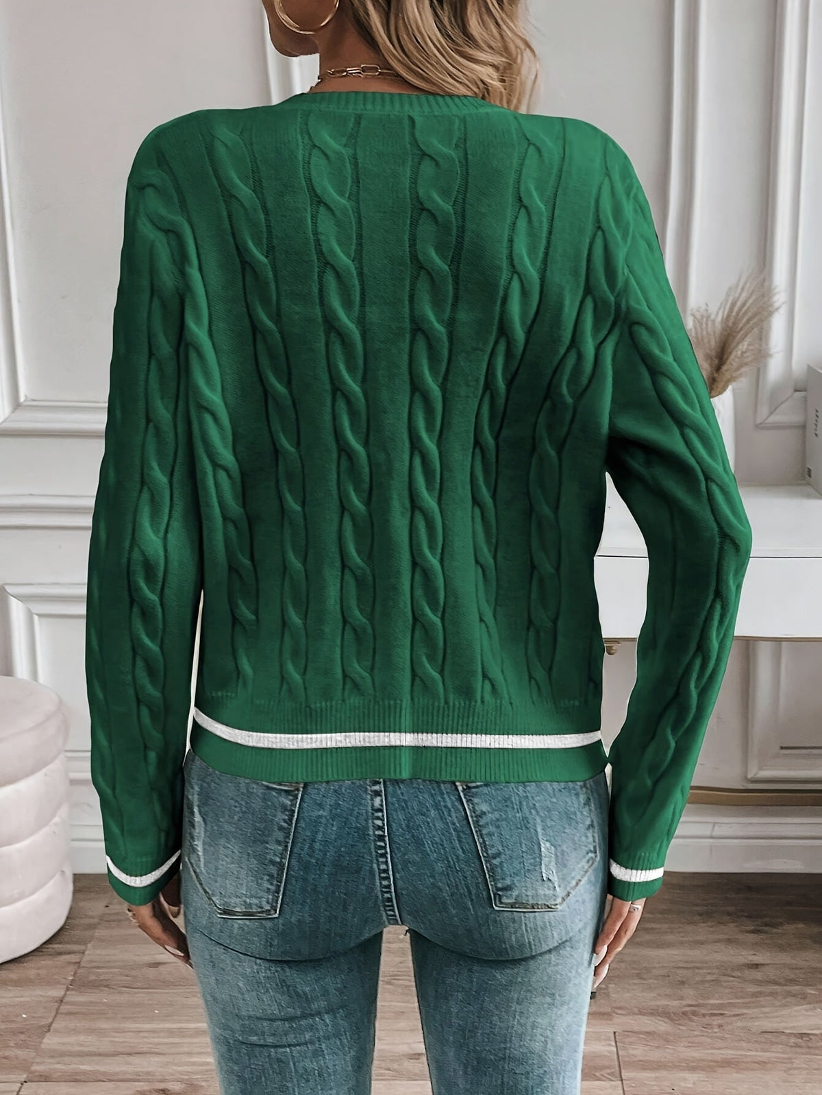 Gold Button Cable Cardigan