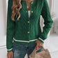 Gold Button Cable Cardigan