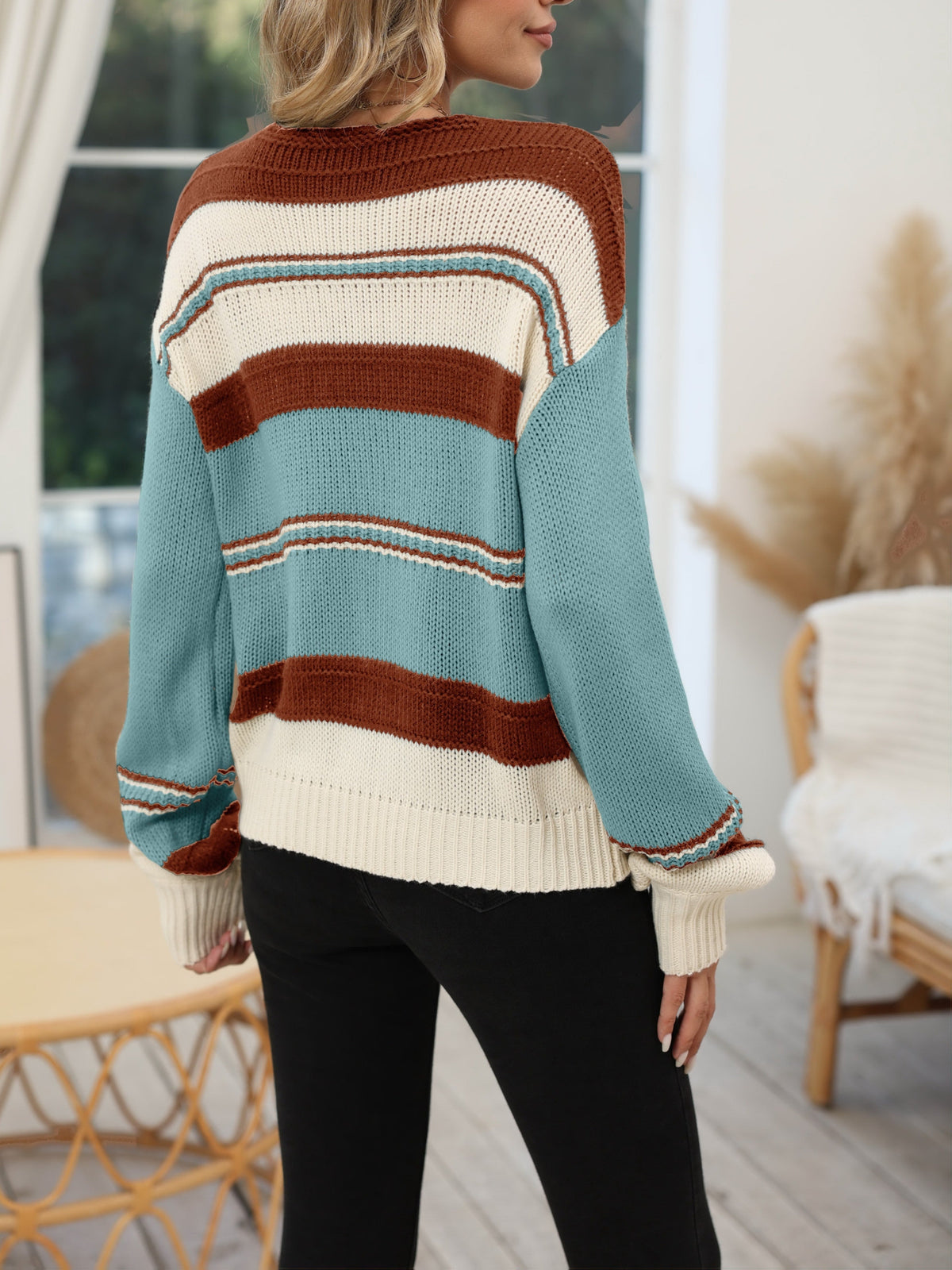 Striped V-Neck Jumper