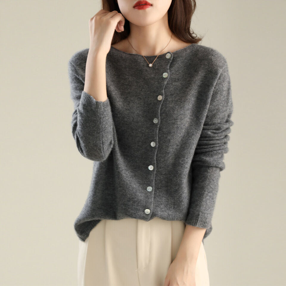Boat Neck Button Cardigan