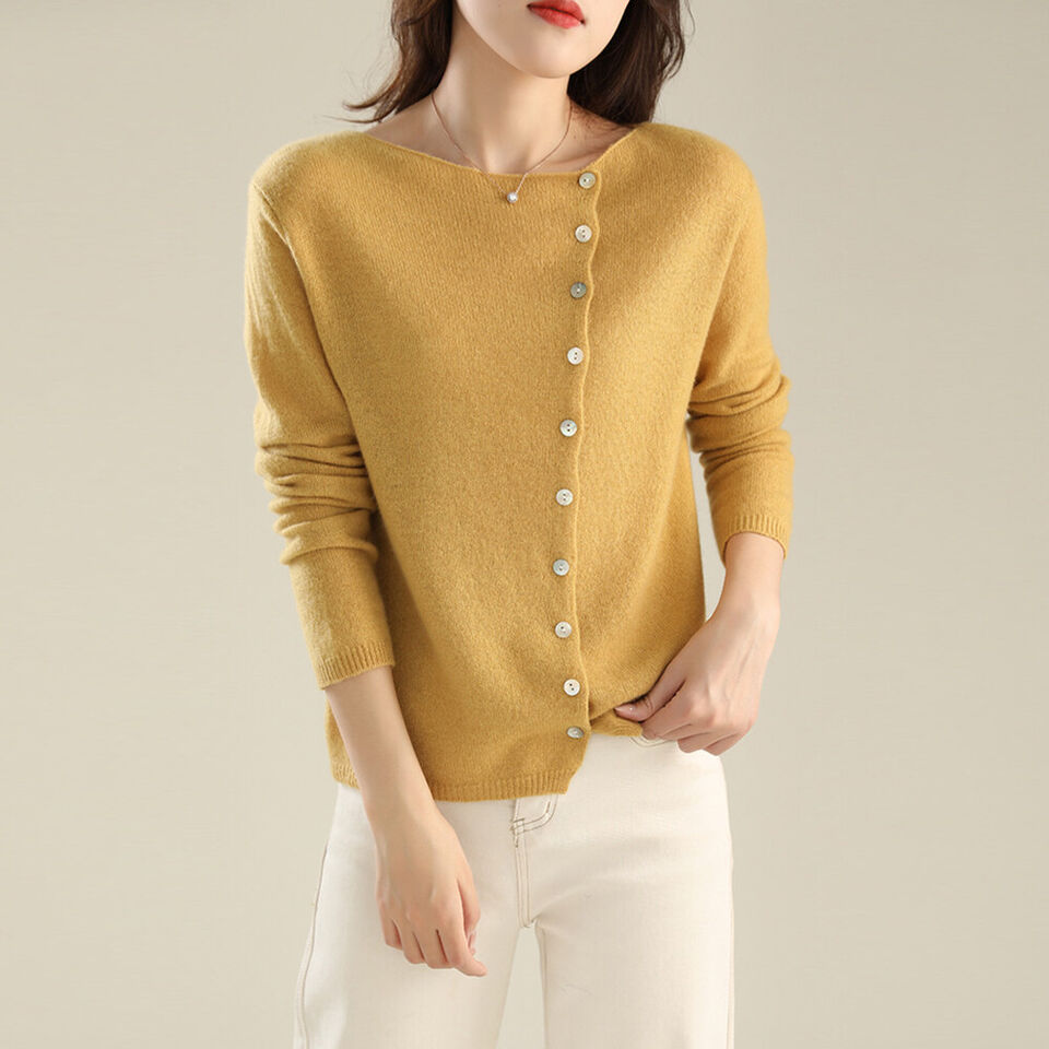 Boat Neck Button Cardigan