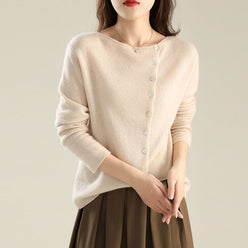 Boat Neck Button Cardigan