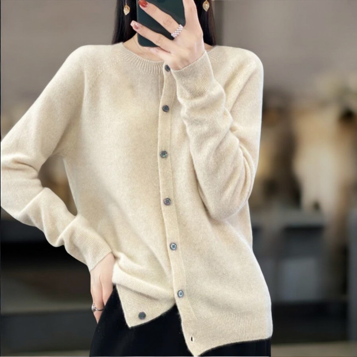 Round Neck Button Cardigan