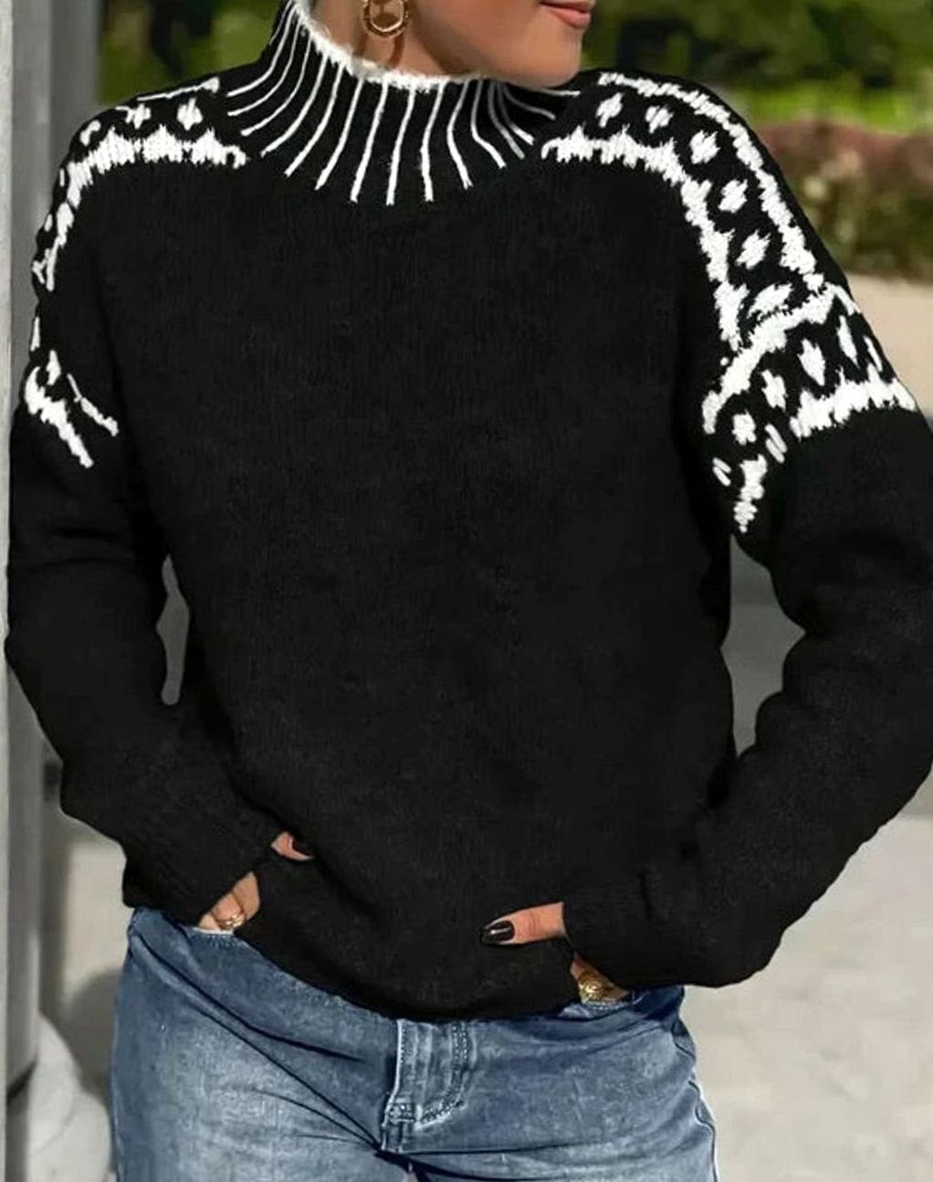 Fair Isle Mock Neck Jumper