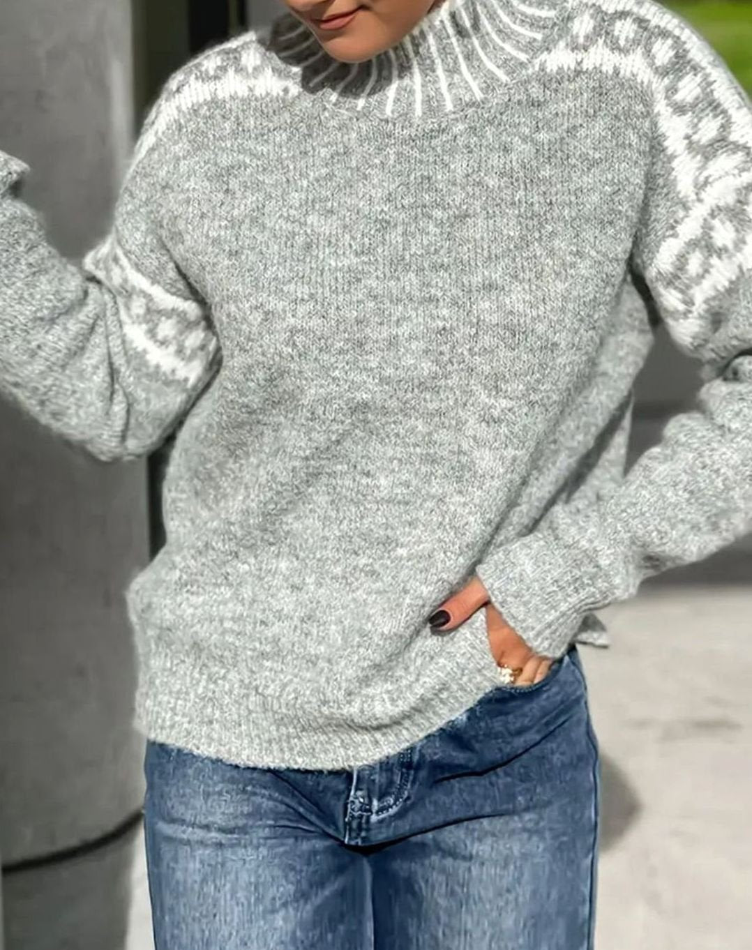 Fair Isle Mock Neck Jumper
