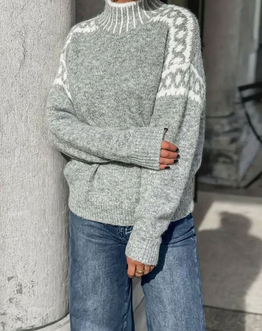 Fair Isle Mock Neck Jumper