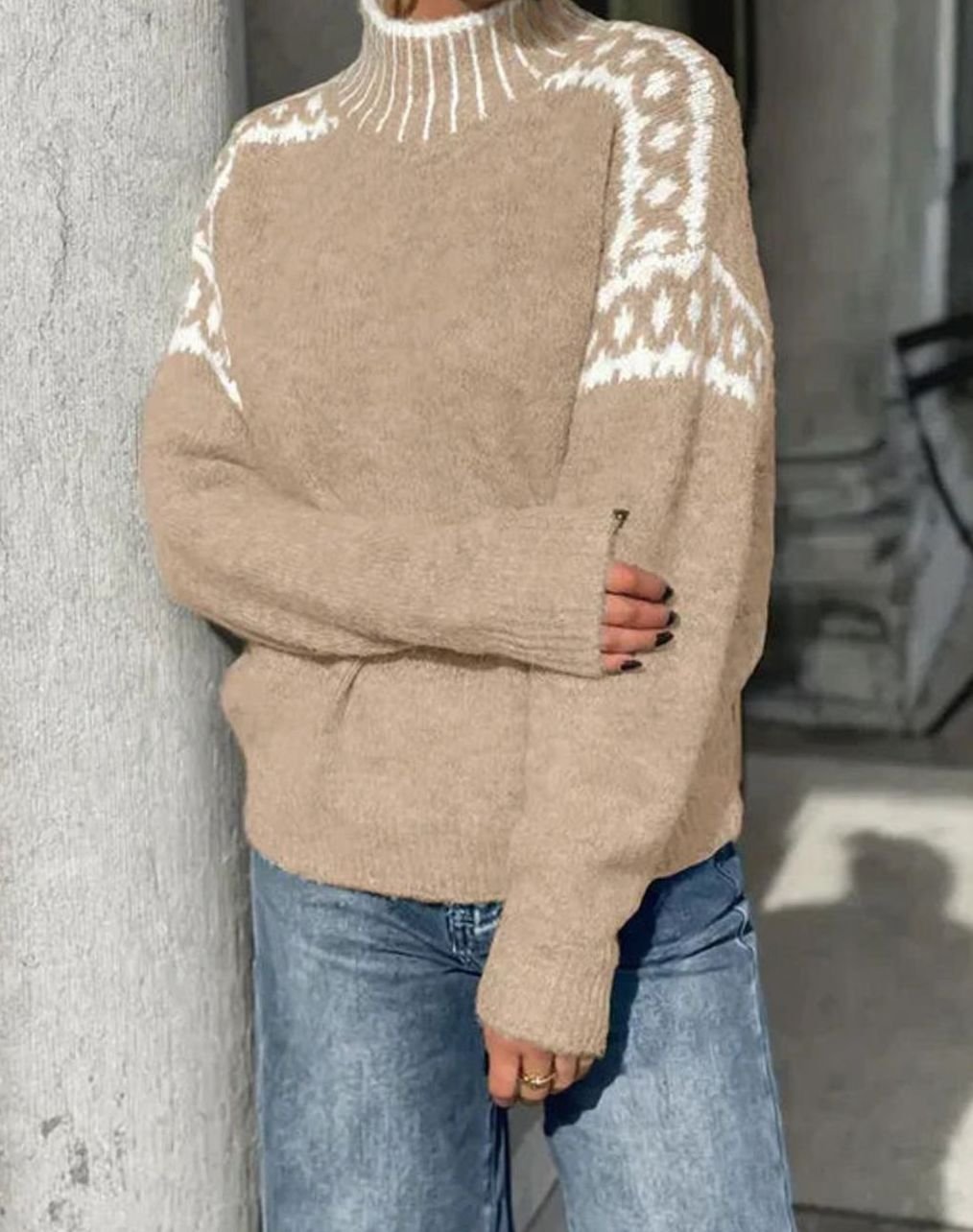 Fair Isle Mock Neck Jumper