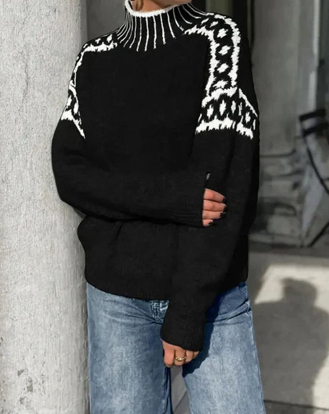 Fair Isle Mock Neck Jumper