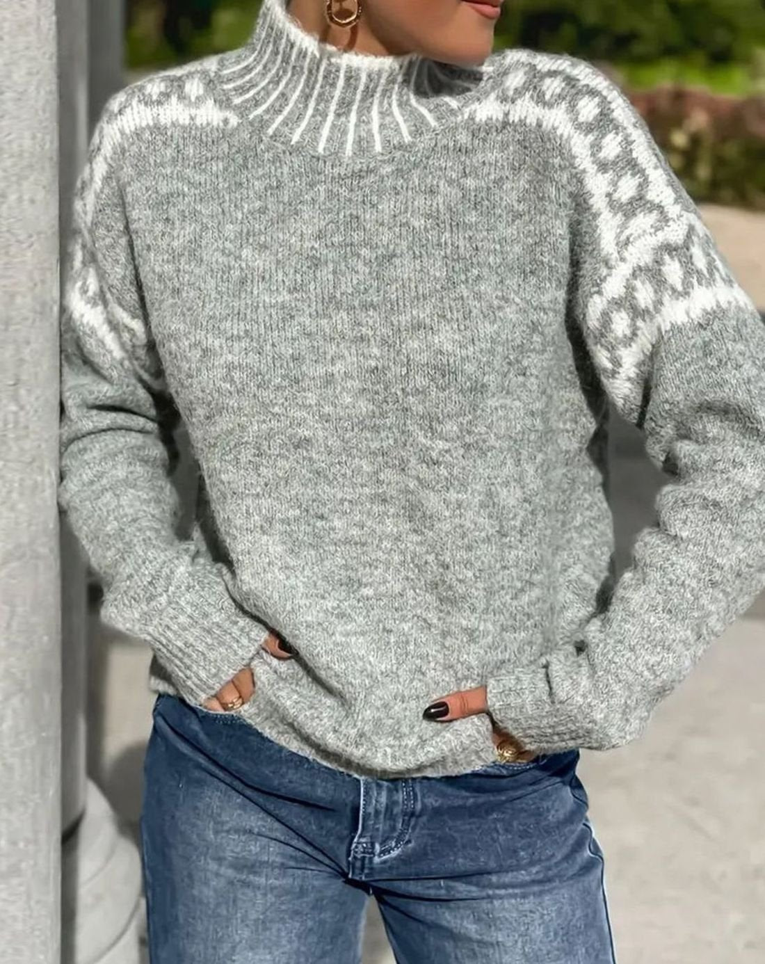 Fair Isle Mock Neck Jumper