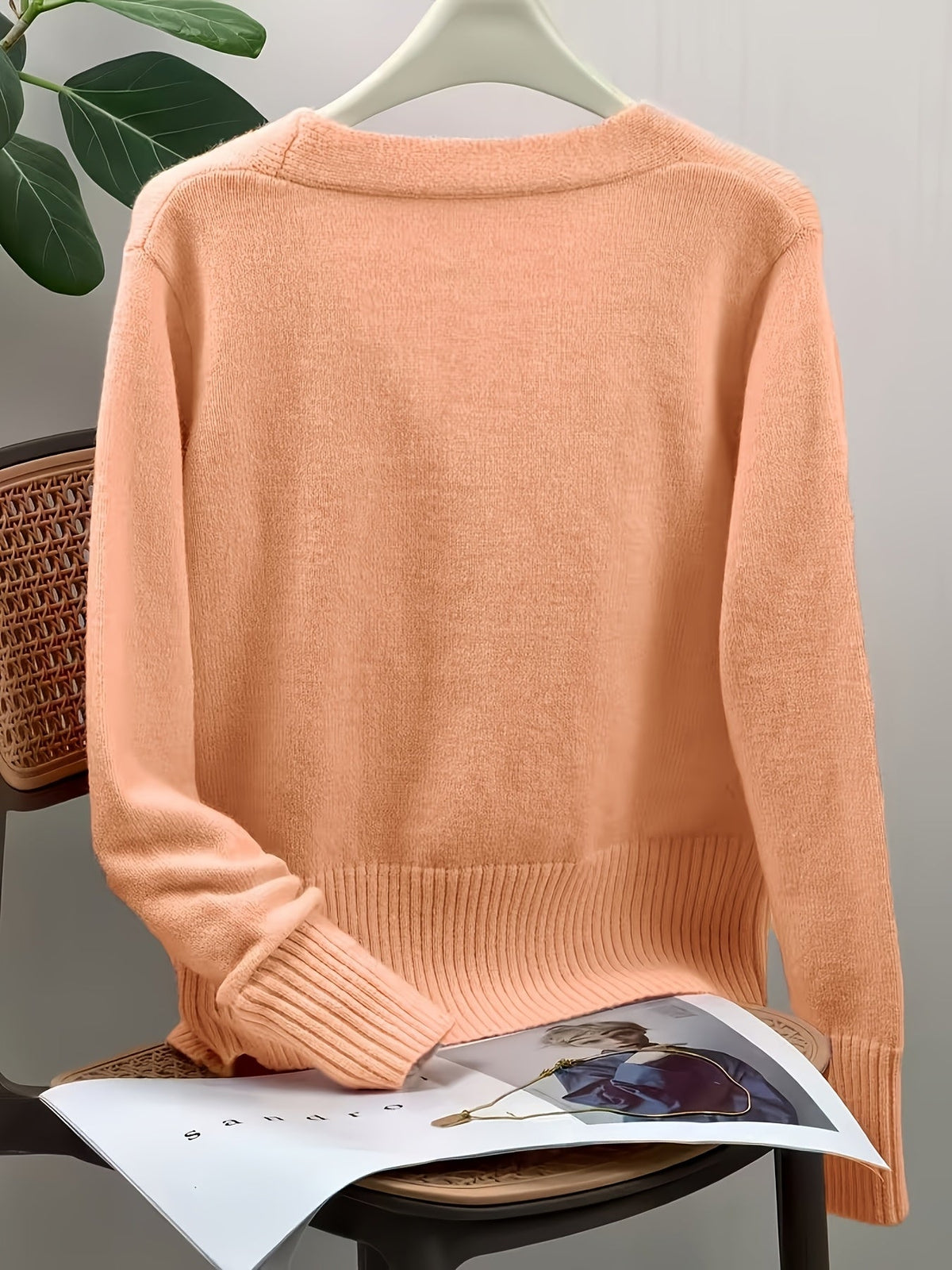 Heart Button V-Neck Cardigan