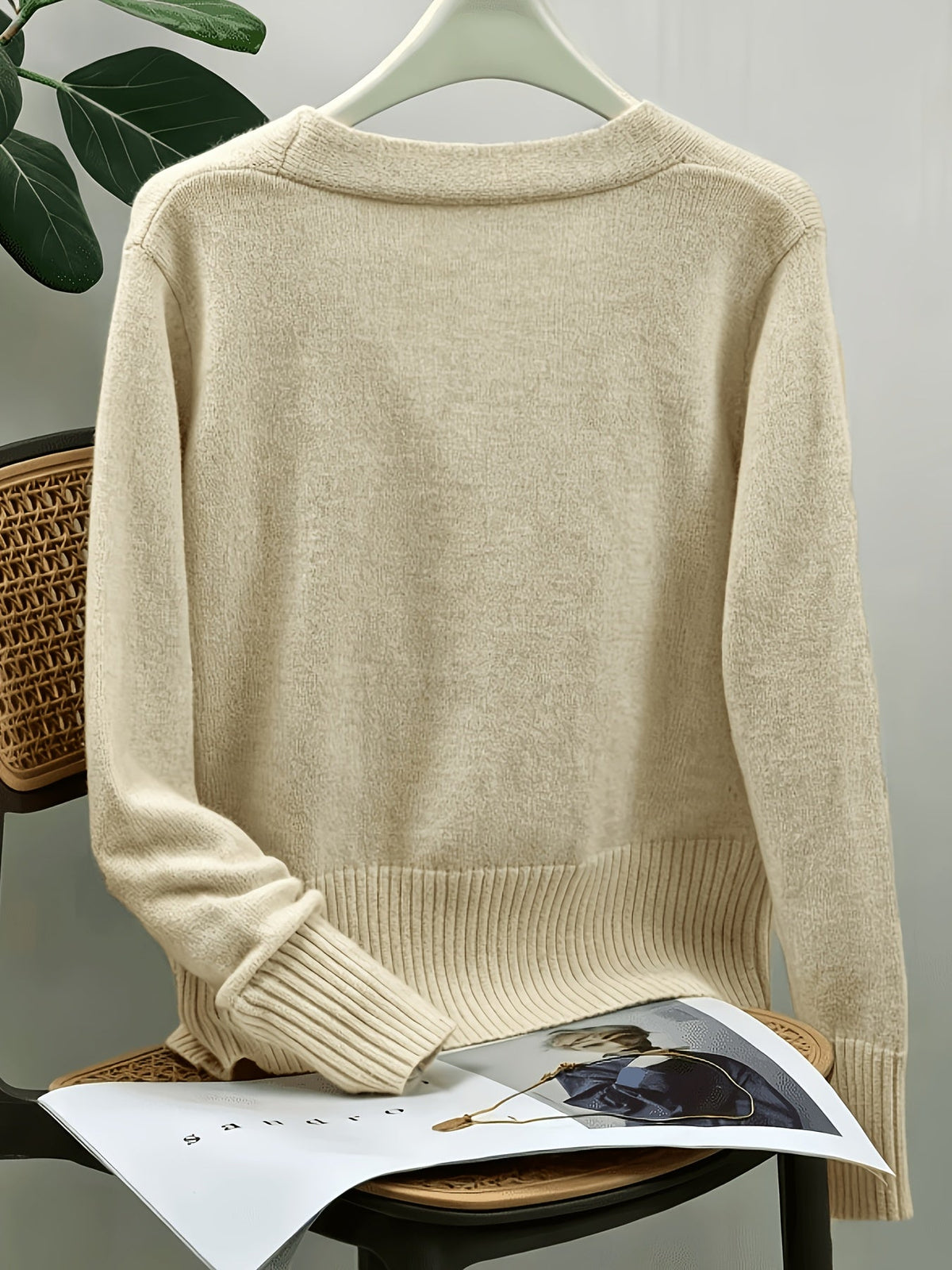Heart Button V-Neck Cardigan