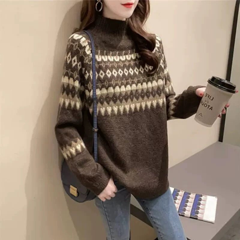 Geometric Mock Neck Jumper