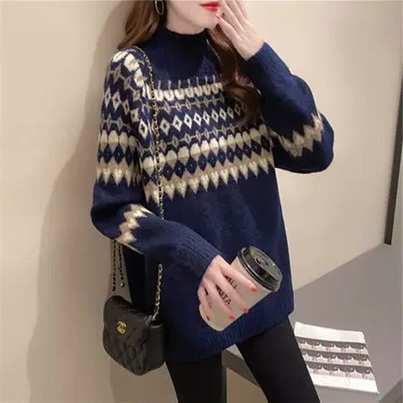 Geometric Mock Neck Jumper
