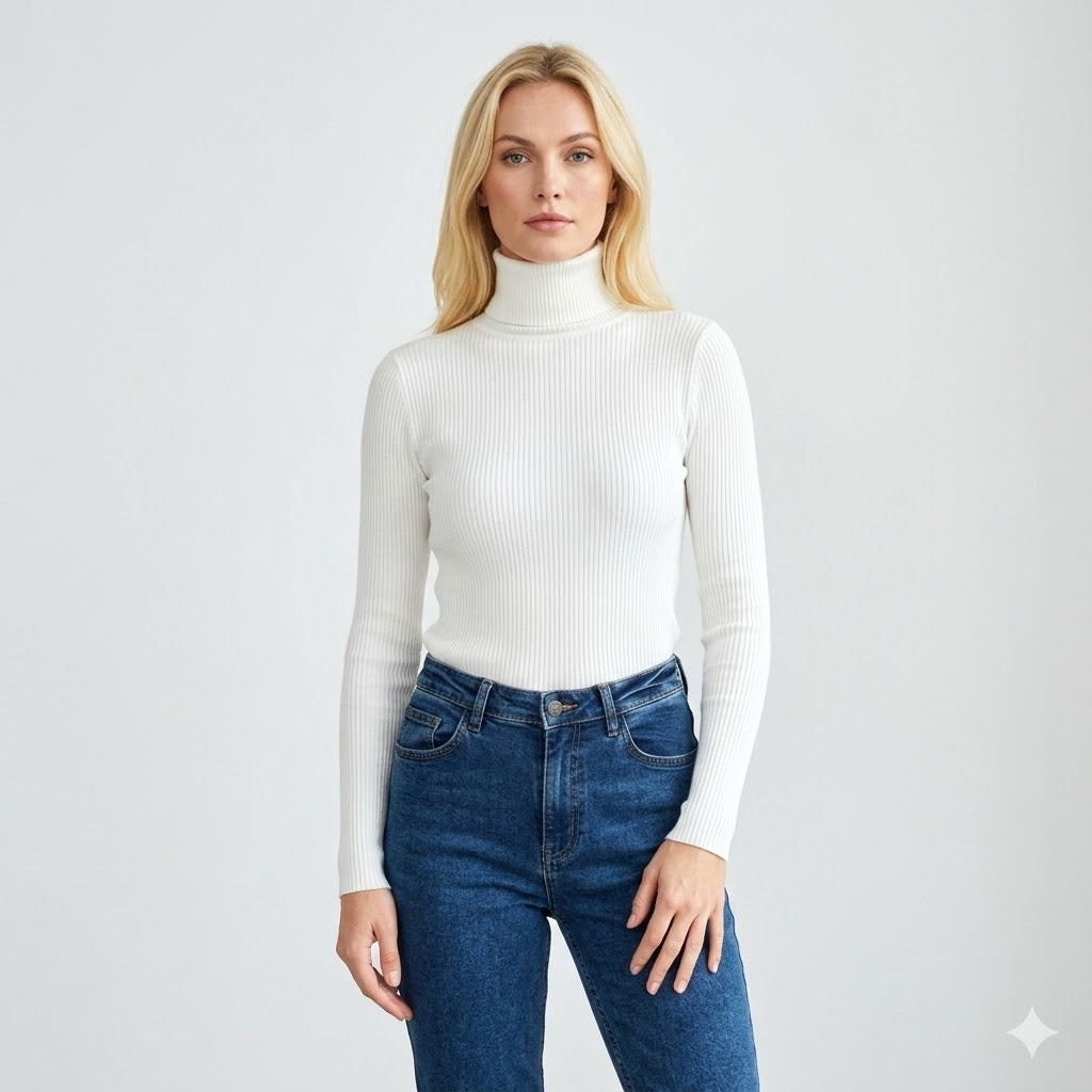 Ribbed Roll Neck Top