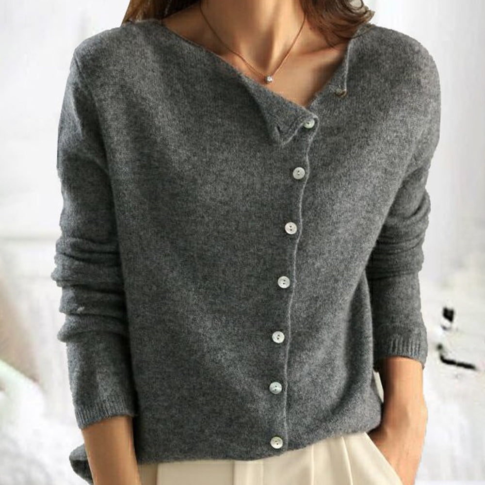 Folded Collar Button Cardigan