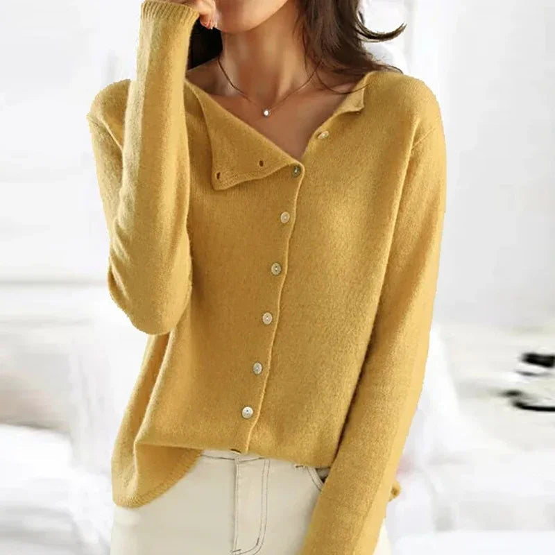 Folded Collar Button Cardigan