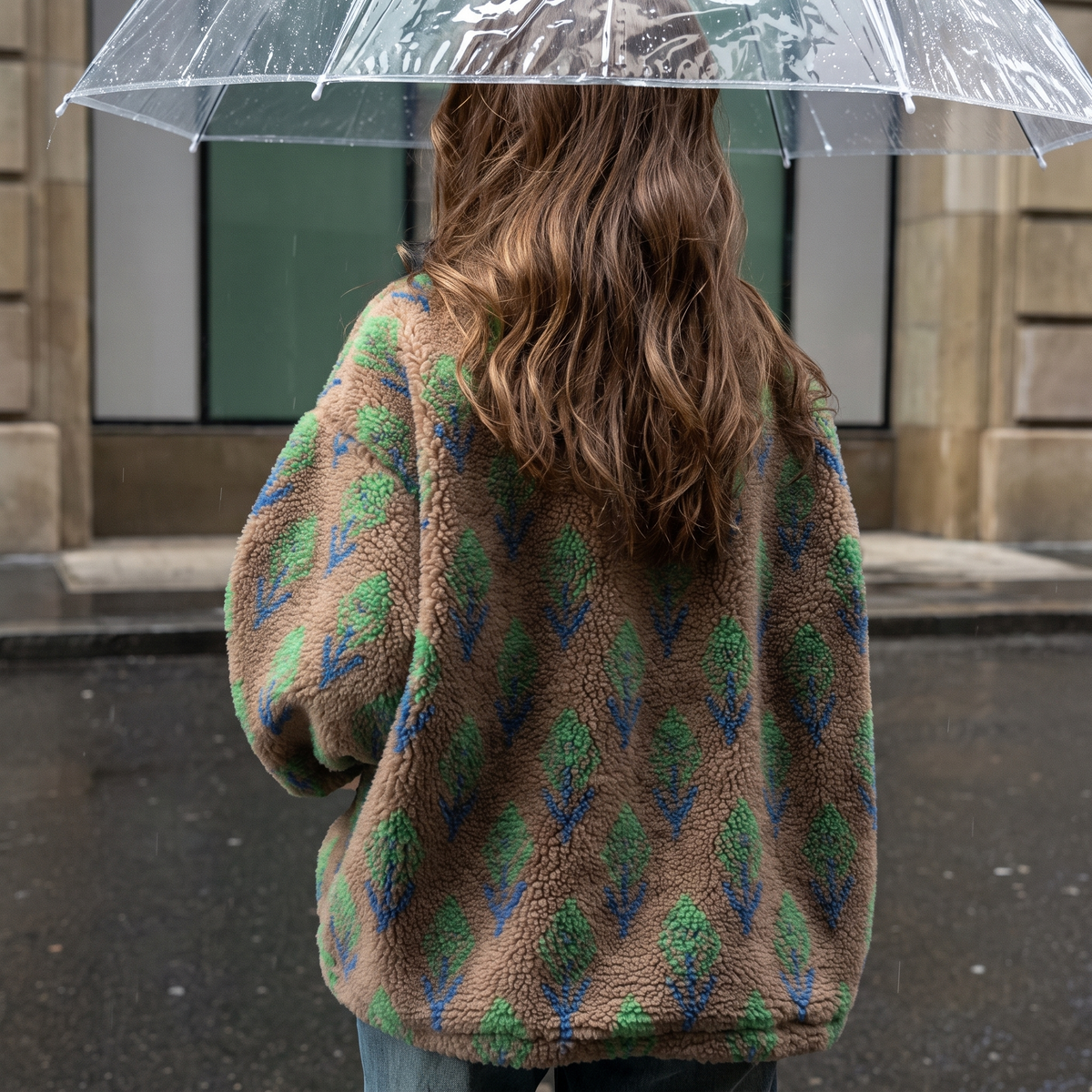 Floral Sherpa Half-Zip Pullover