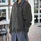 Diagonal Button Oversized Cardigan